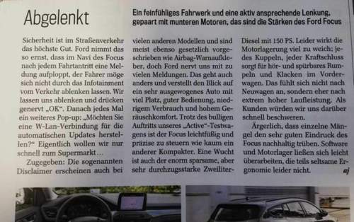 Zeitschrift-autotest-motorlagerung-ford-focus-schaltgeraeusche