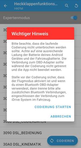 Bimmercode Hinweis