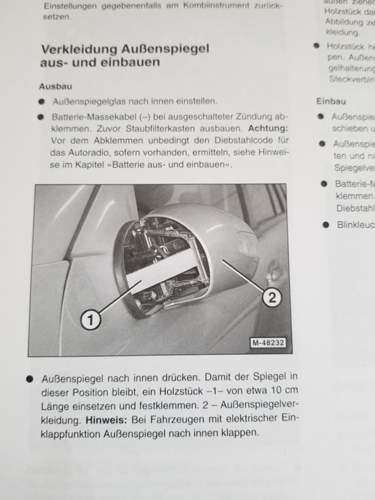 Ausbau Spiegelverkleidung