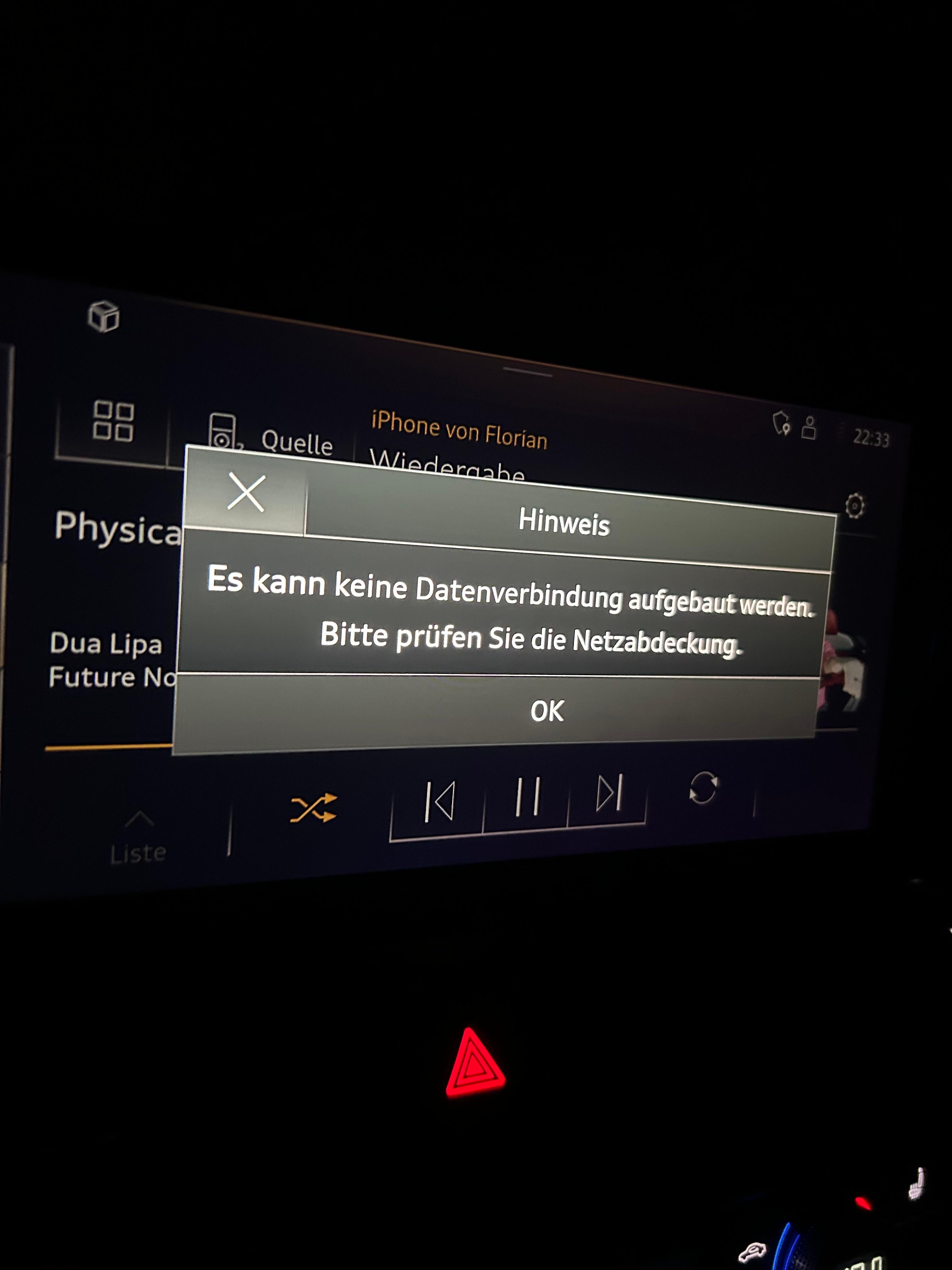 Bluetooth und MyAudi haben keine Verbindung