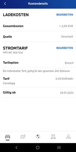 BMW App Ladetarif eingeben