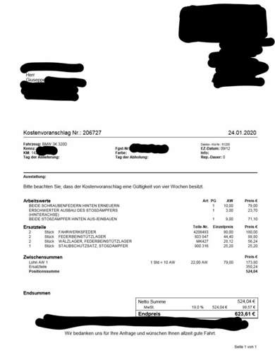 Kostenvoranschlag