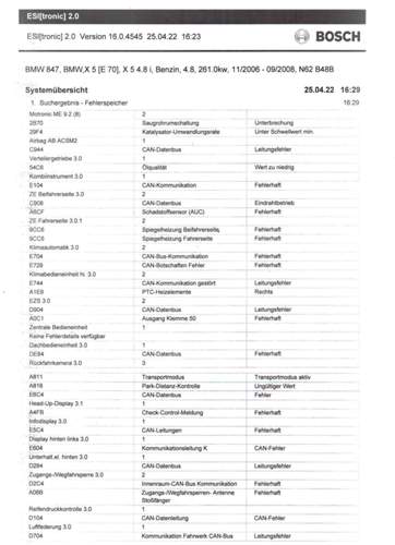 X5-fehlerauslesung