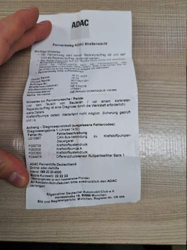 Fehler vor Tausch Steuerg. + Kraftsp.