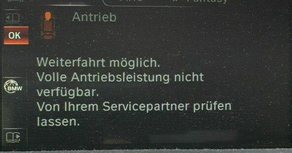 Bordcomputer: Antrieb. Weiterfahrt möglich. Volle Antriebsleistung nicht verfügbar; Bitte um Rat!