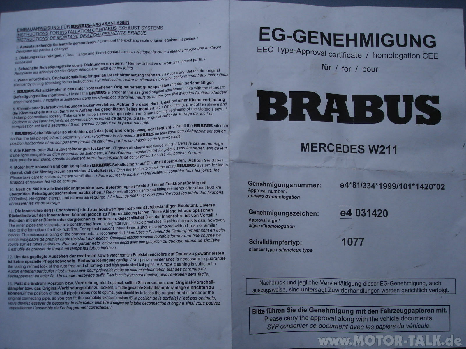 Brabus Auspuffanlage, kurze Frage- kurze Antwort