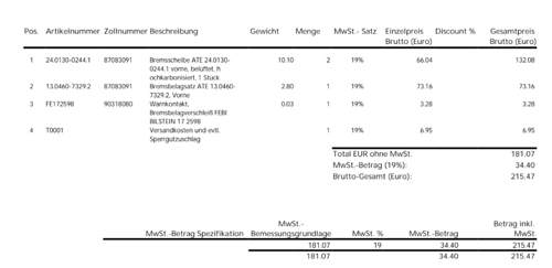 Rechnung-bremse