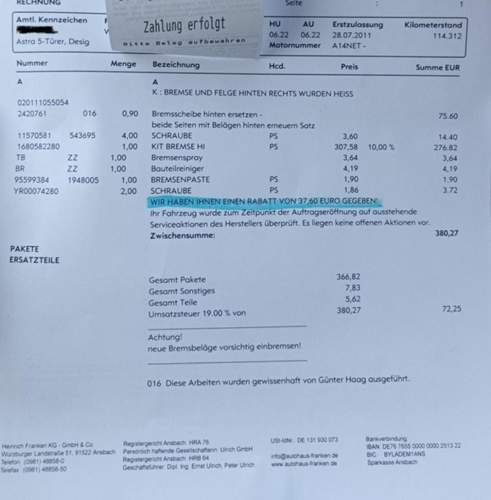 Rechnung-bremsen