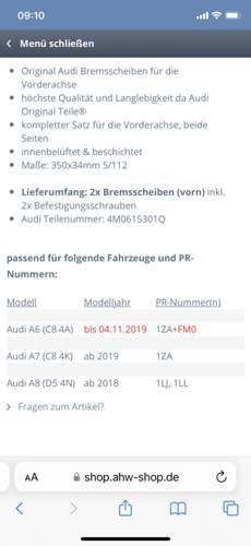 Änderungsdatum der Bremsanlage