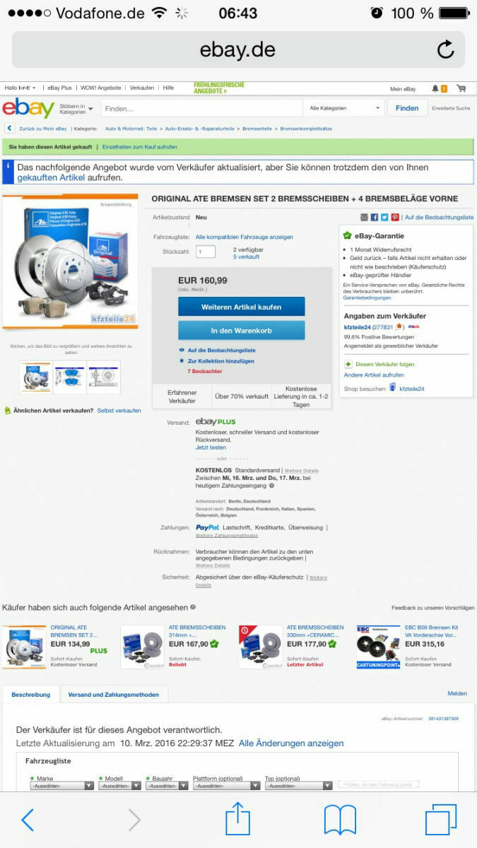 Bremsen Umbau vorn Q5/A4 B8/A5 von 320 auf 345