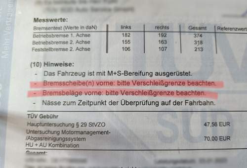 Verschleißgrenze beachten