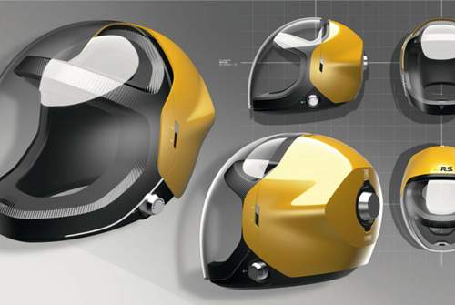 Rennsport ist Kopfsache: Ein transparenter Helm gibt den Blick auf das Gesicht der Piloten frei