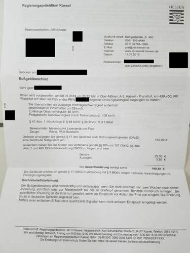 Bußgeldbescheid