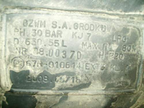Typenschild LPG Gastank
