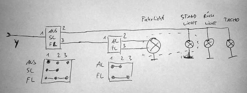 Chinaroller: Licht ohne laufenden Motor (Standlicht)