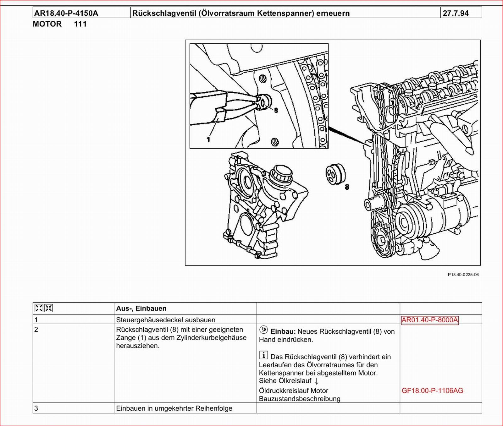 CLK 230 Kompressor W208 Rückschlagventil Kettenspanner