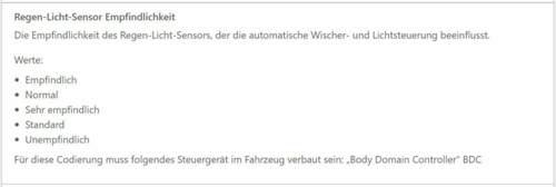 Licht- Regensensor Bimmercode