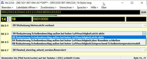 STG 08, Byte 14, Bit 2-3, Reduzierter Sc