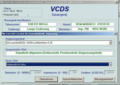 Kennz.beleuchtung aus bei Standlicht