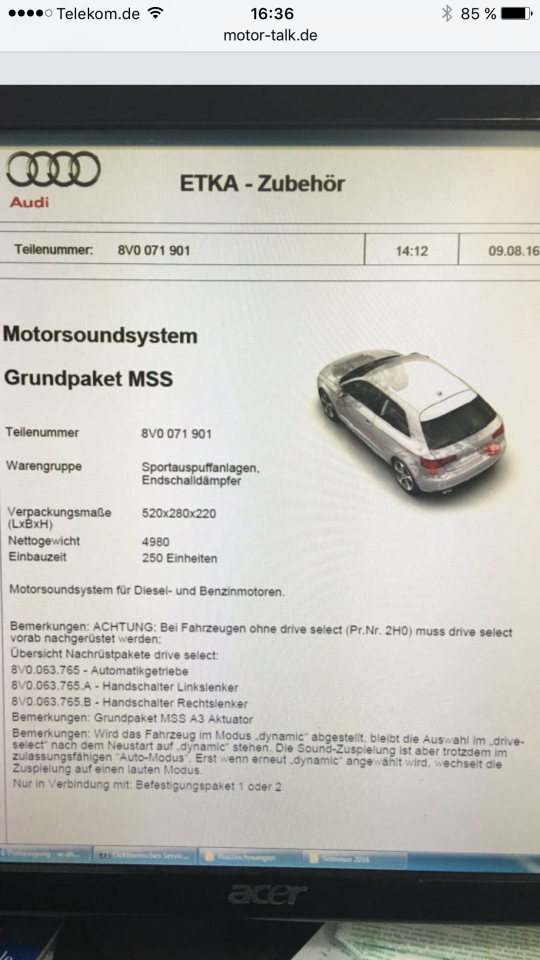 Codierungen für den A3/S3/RS3 Sammelthread