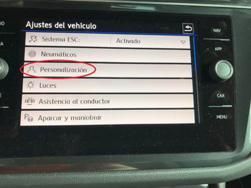 Personalisierung menu