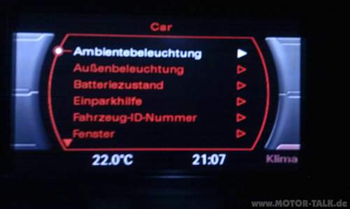 CAR Menü