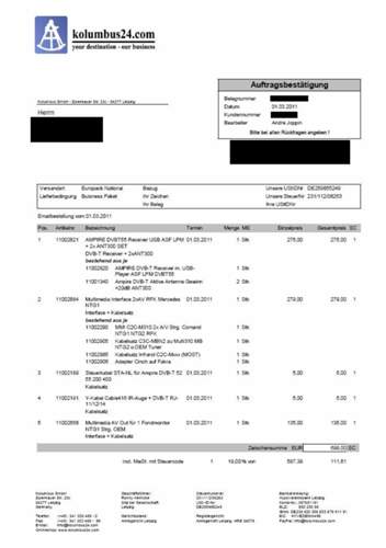 Kolumbus-rechnung