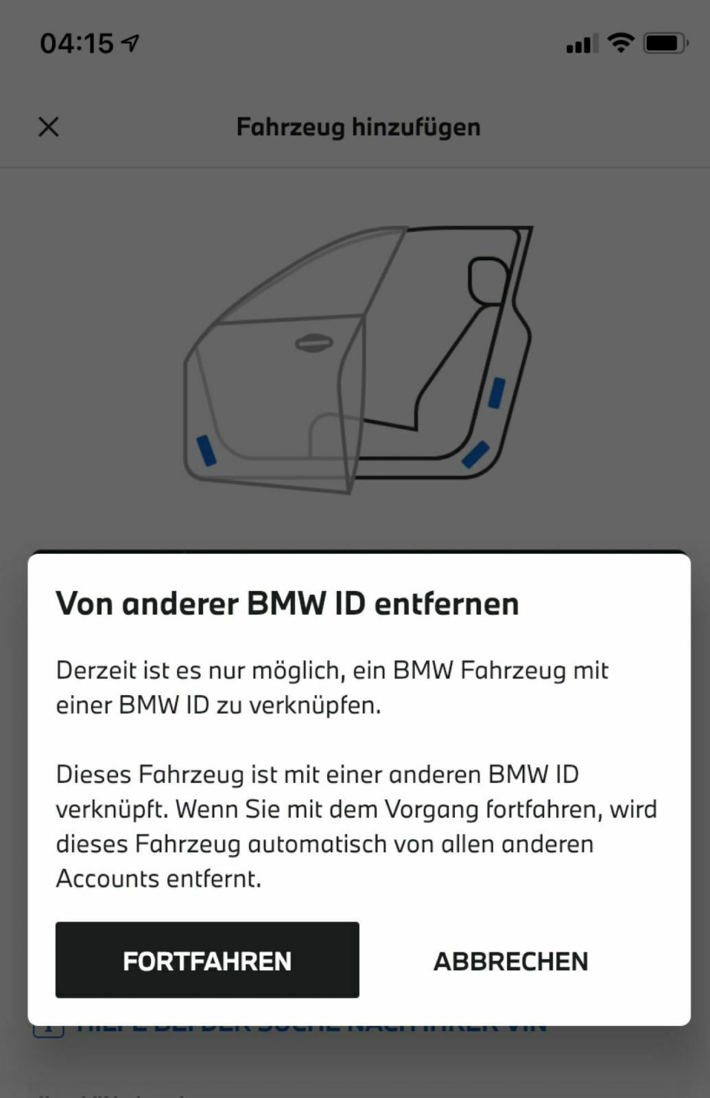Connected App bei veräußerten KFZ aktiv?
