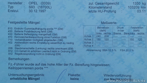 HU-Mängel