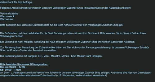 Anfrage Autostadt