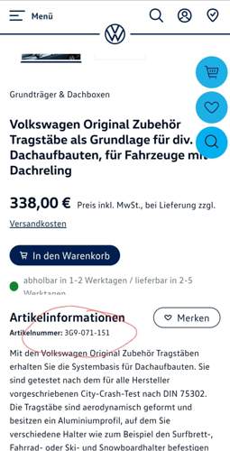 Teilenummer VW