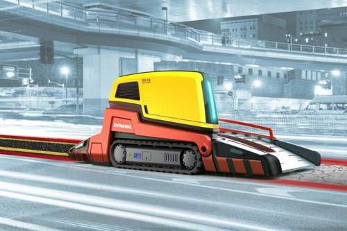 Eine Designskizze der Straßenbaumaschine