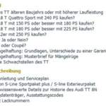FAQ Beispiel: Auszug Inhaltsverzeichnis