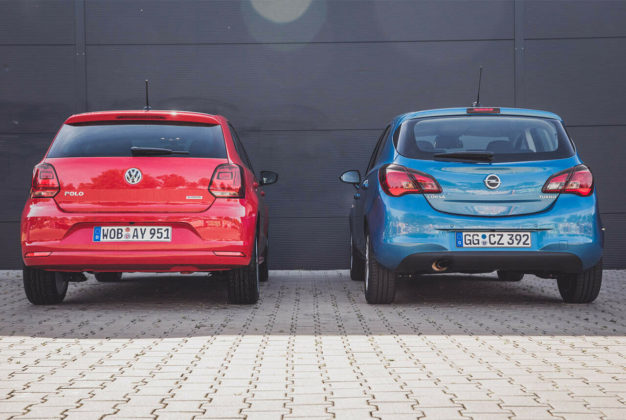 Mit seiner Höhe von 1,48 Metern überragt der Opel Corsa den Volkswagen Polo (1,46 Meter)