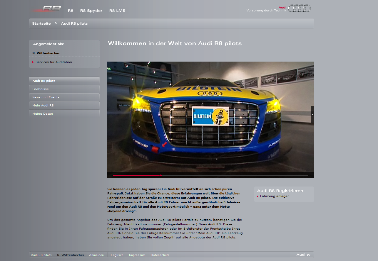 Audi R8 pilots - Startseite