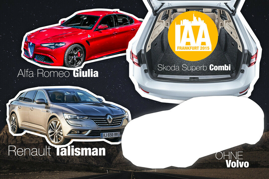 Die europäischen Importeure auf der IAA: Alfa Romeo zeigt die Giulia, Renault den Talisman, Volvo nichts und Skoda öffnet die Heckklappe des Superb Combi