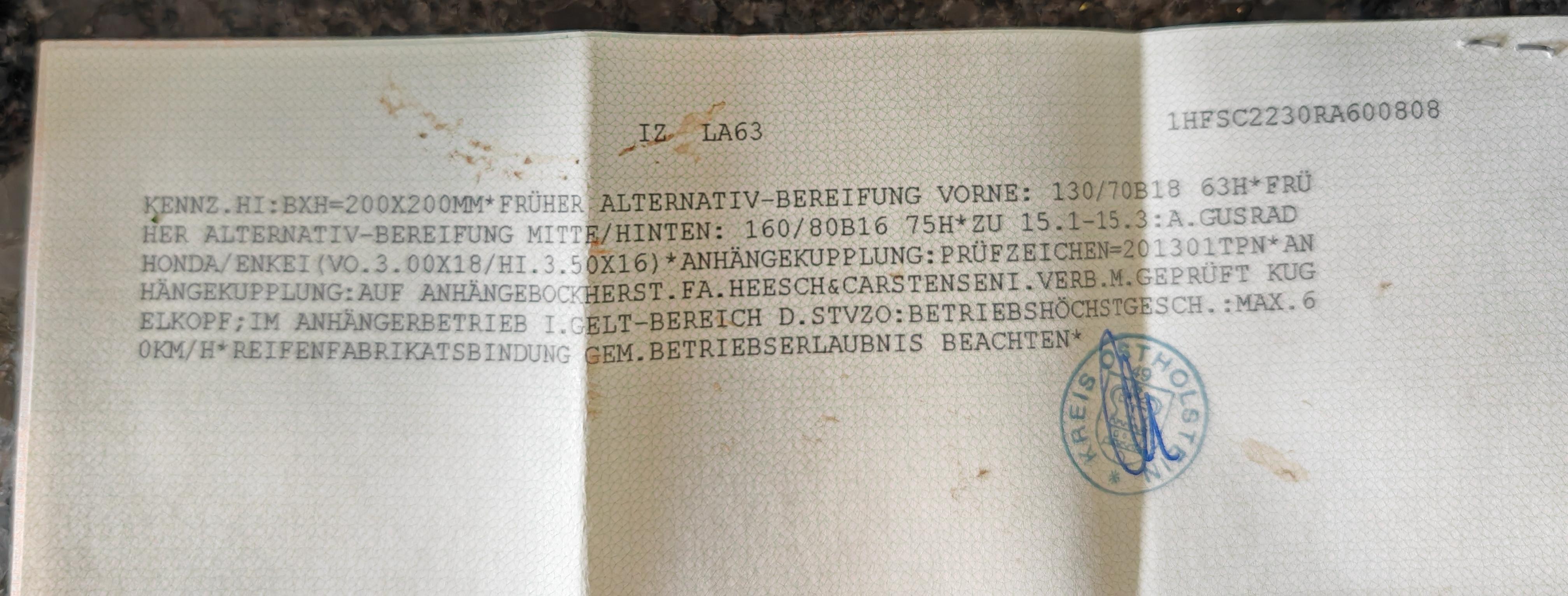 Dekra prüft HU nicht, weil es Probleme mit reifeneintragung gibt