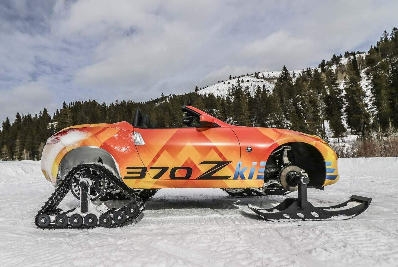 Da kommt kein Winter - oder Spike-Reifen mit: Die Dominator-Ketten an der Hinterachse des Nissan 370 Ski sorgen für Traktion