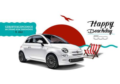 Fiat feiert den Geburtstag des 500 mit einer Strandparty