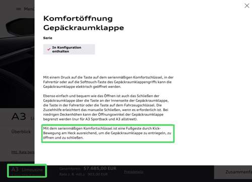 Komfortöffnung Limo