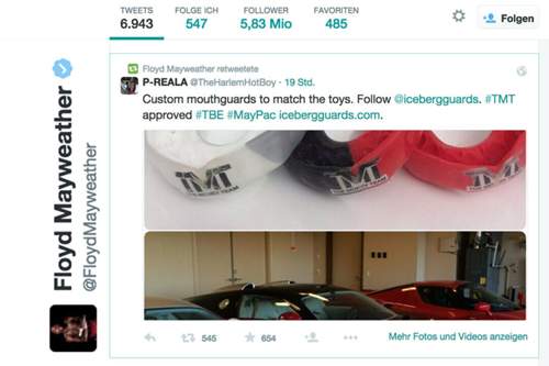 Seine "Mouthguards" lässt Mayweather passend zu seinen Autos anfertigen