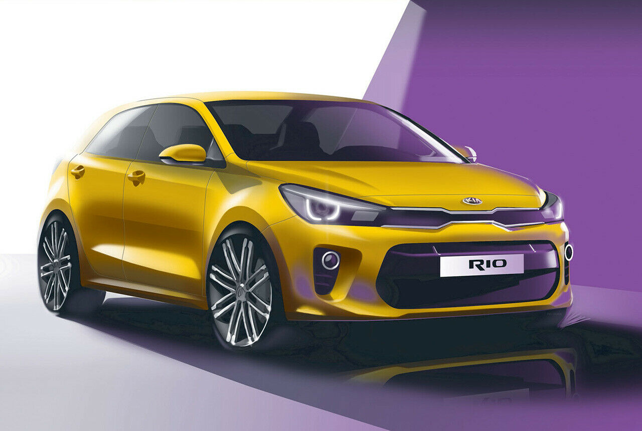Erste Skizzen des Kia Rio der 4. Generation machen schon deutlich, dass der Kleinwagen etwas bulliger wird, die konkreten Proportionen lassen sich allerdings nur erahnen