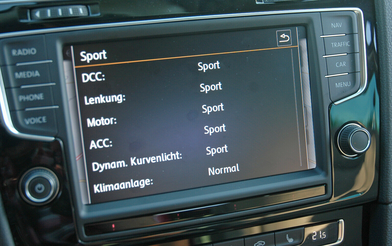 Einstellmöglichkeiten am Golf 7