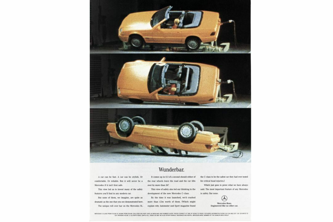 Mercedes Benz SL Überschlagversuch: Anzeige von 1995