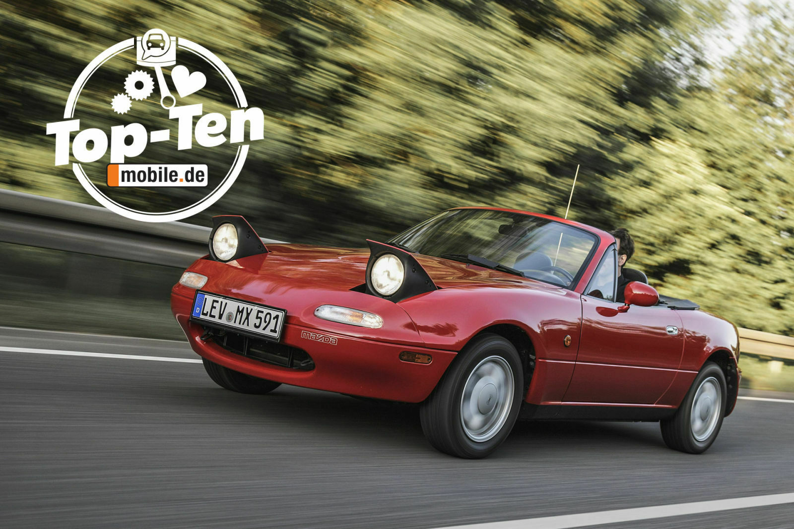 In einer Top-Ten-Liste der coolsten und günstigen Cabrios darf der Mazda MX-5 der ersten Serie (Baureihe NA) nicht fehlen