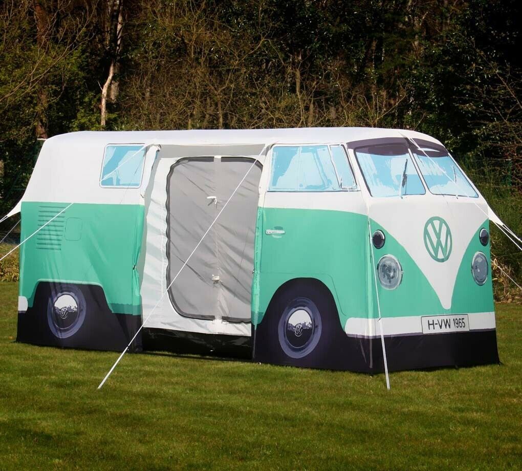 Ein Bulli zum Zusammenfalten - das Zelt im Look eines T1 zieht auf jeden Campingplatz die Blicke auf sich