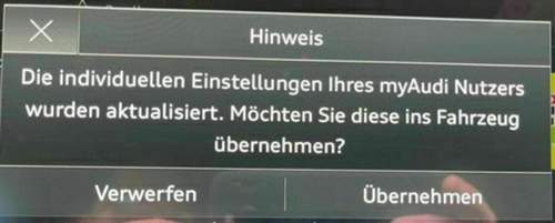 Hinweis: MMI- myAudi Nutzer