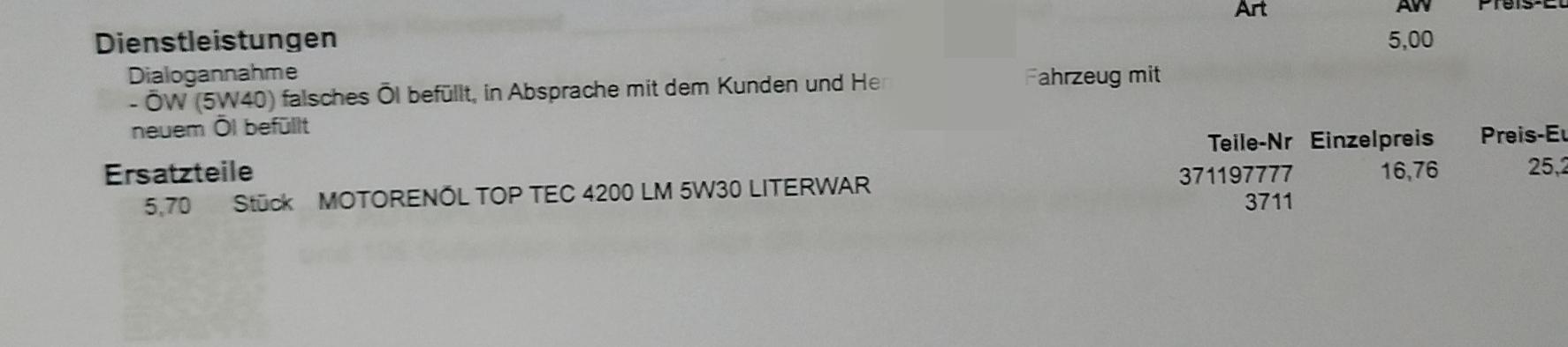 Die Motorleuchte leuchtete rot. Oldruck: Stopp!
