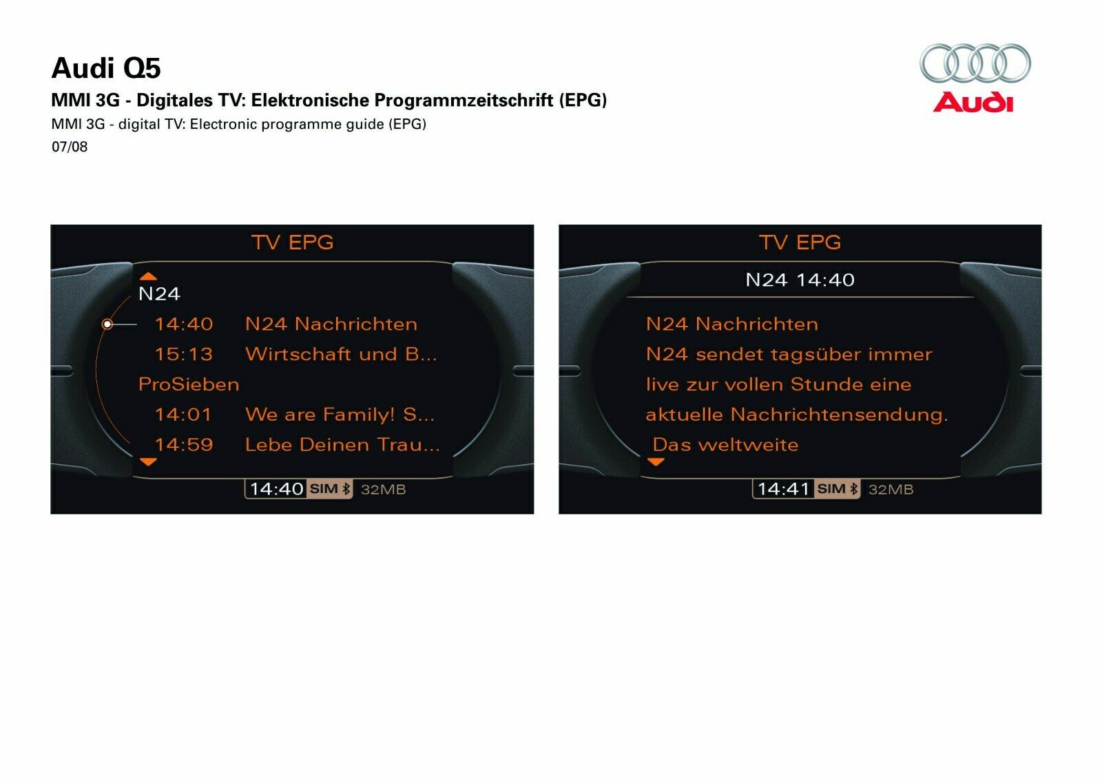 MMI 3G: digitales TV (Q5)