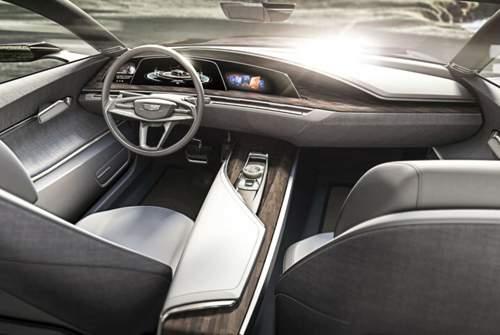 Nobler Innenraum im Cadillac Escala: Holz, Stoff, OLED-Bildschirme